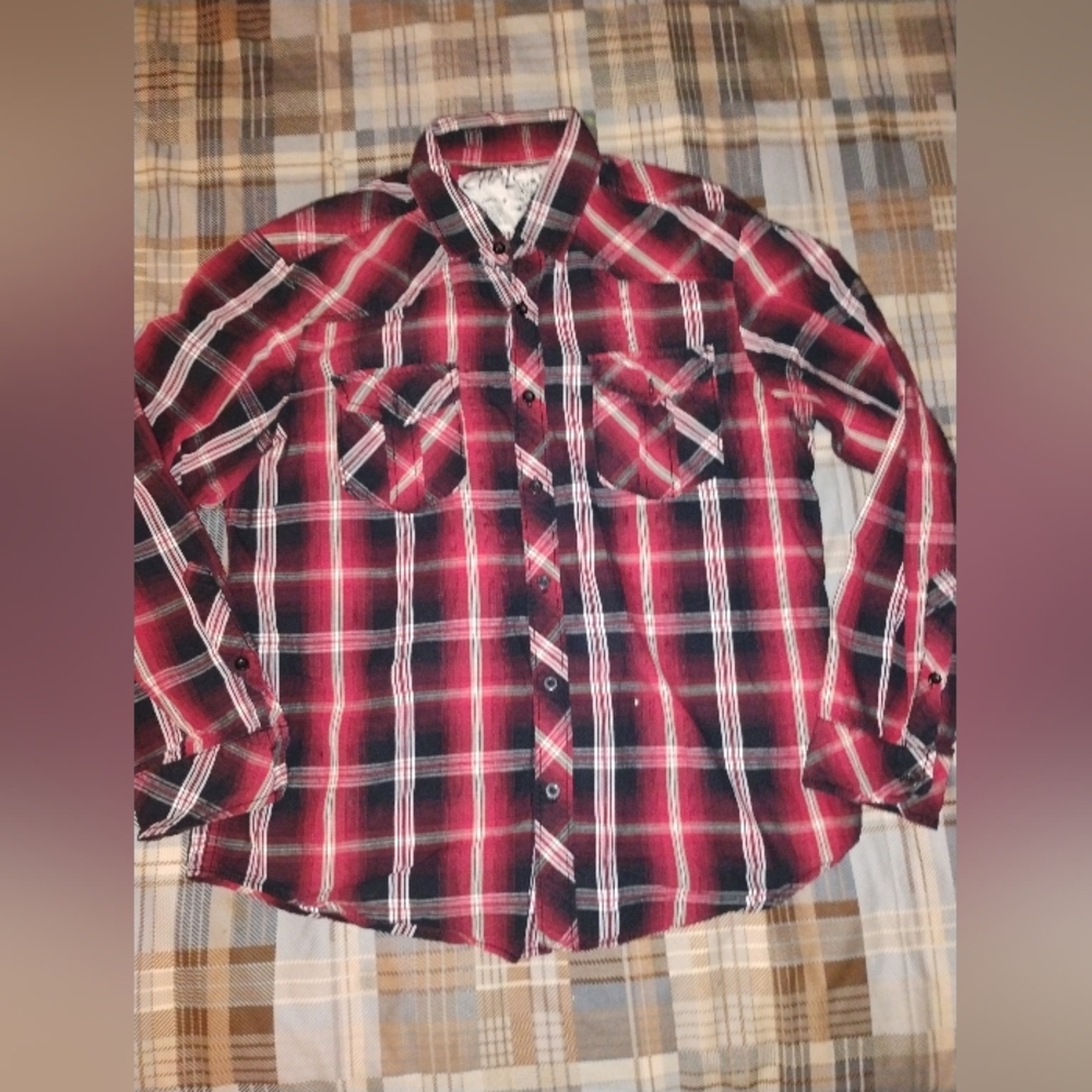 Chalc Red Plaid Button Down